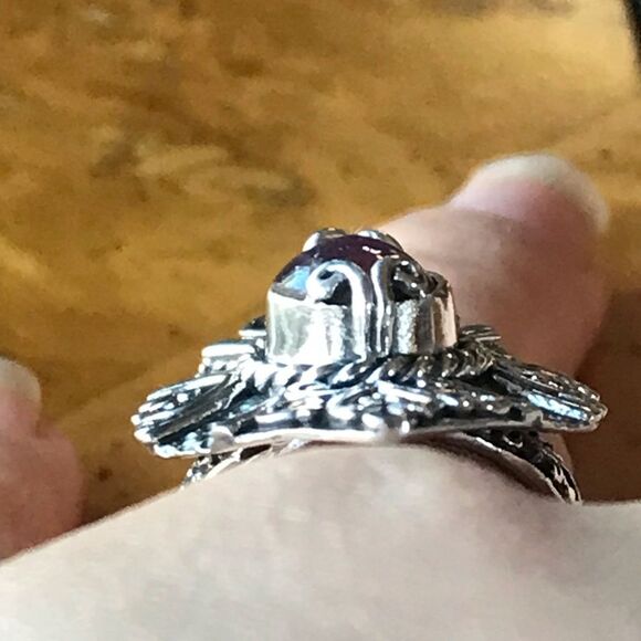 Natural Star Ruby Sterling Silver Ring Size 6 - Picture 2 of 8